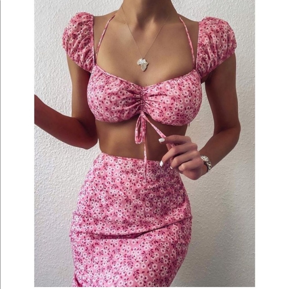 Tiger mist skirt crop top set